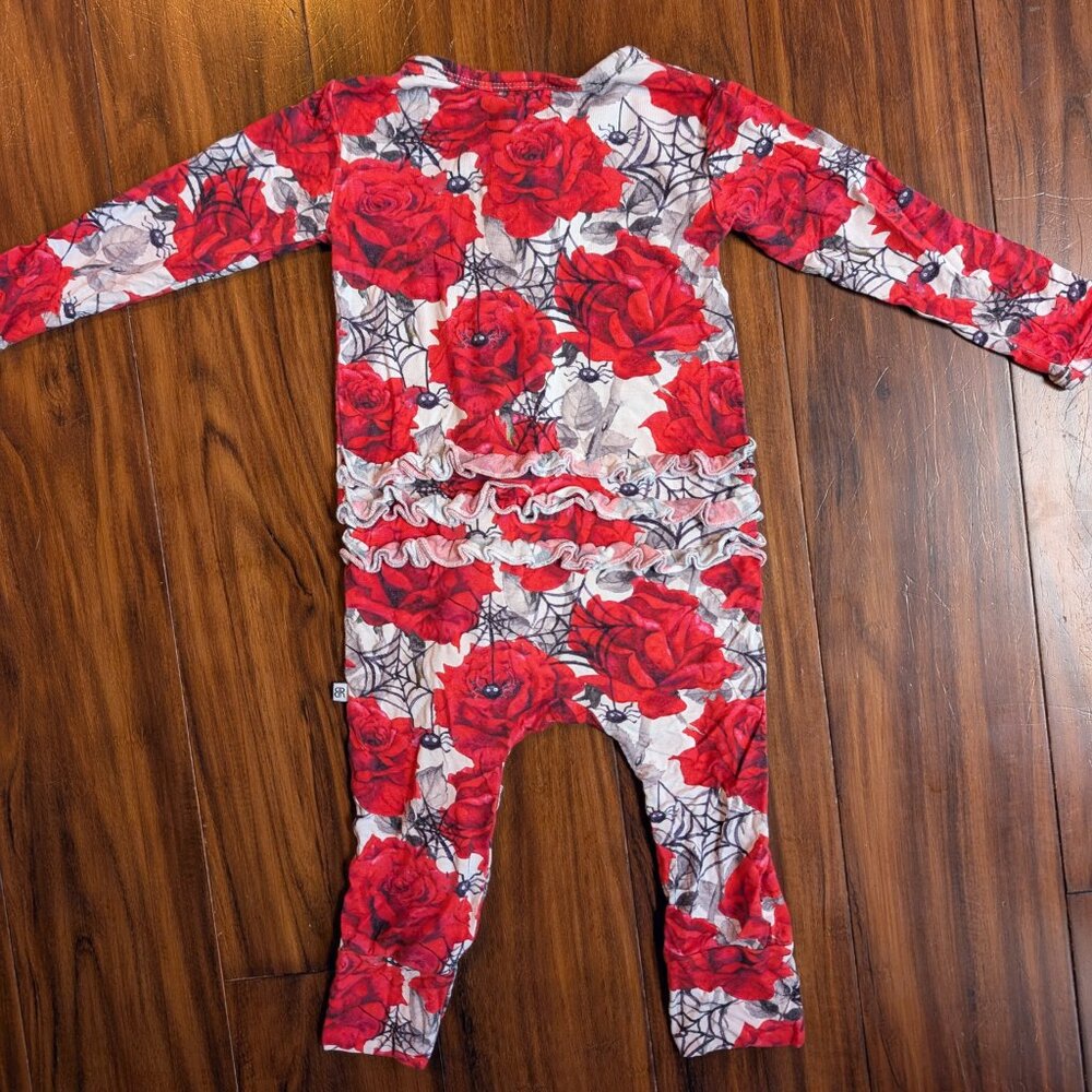 Bums & Roses Scarlett's Web Ruffle Romper, 18-24m EUC - Picture 4 of 5